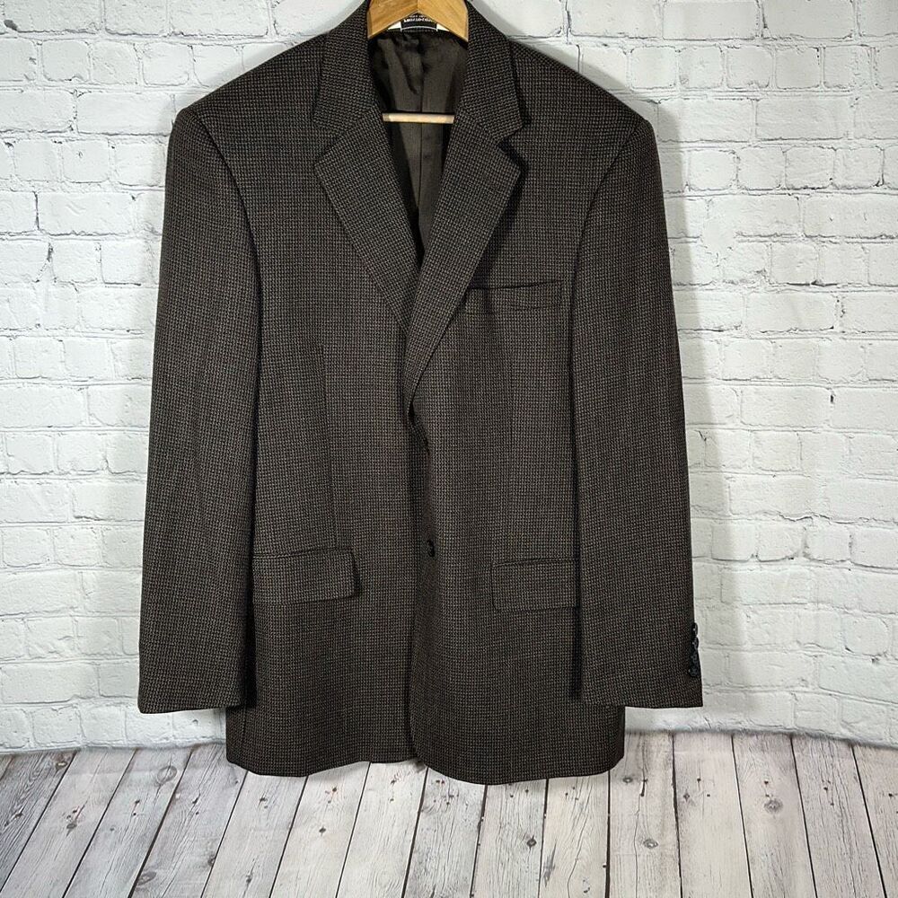 Pronto Uomo 100% Lambswool Tweed Sport Coat Mens 42R Two Button Blazer Inner Poc